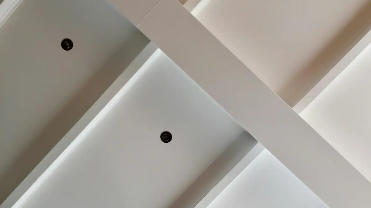 Ceiling with recessed downlights and a flat pane design, illustrating lighting fixture options.